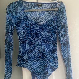 Blue snakeskin bodysuit